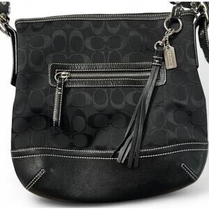VTG Coach Signature Black Canvas Leather Adjustable Shoulder Crossbody Bag